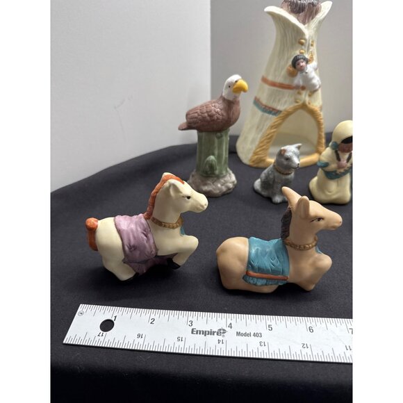 Native American Indian Inspired 13-Piece Porcelain Figurine Set VTG Hand Painted - Picture 4 of 16